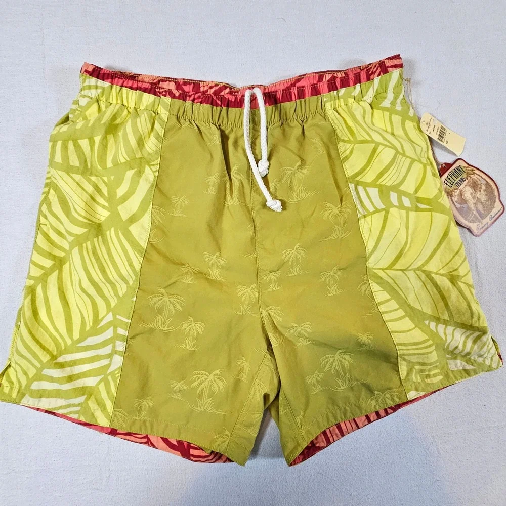 Tommy Bahama Swim Shorts Men Large Green Jungle Boogie Elephant Trunks NWT